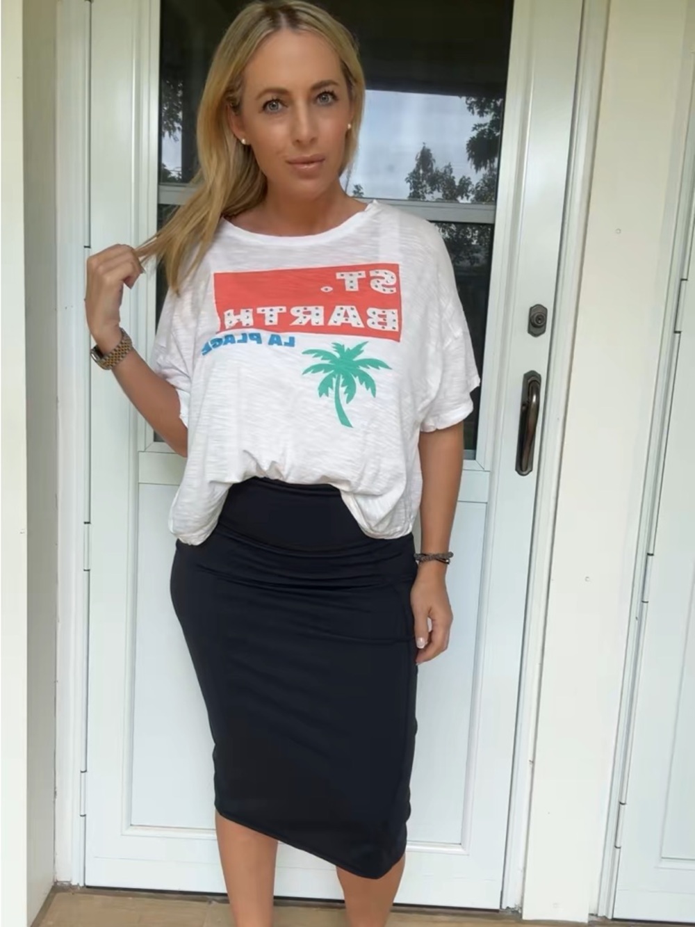 Black Pencil Midi Skirt